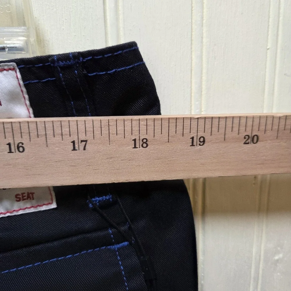 True Religion Cargo Pants Mens 36x32 Black Pacific Blue Stitch Pockets Casual